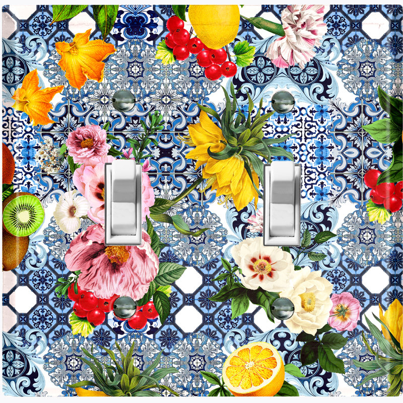 Patterned 2 - Gang Toggle Light Switch Standard Wall Plate