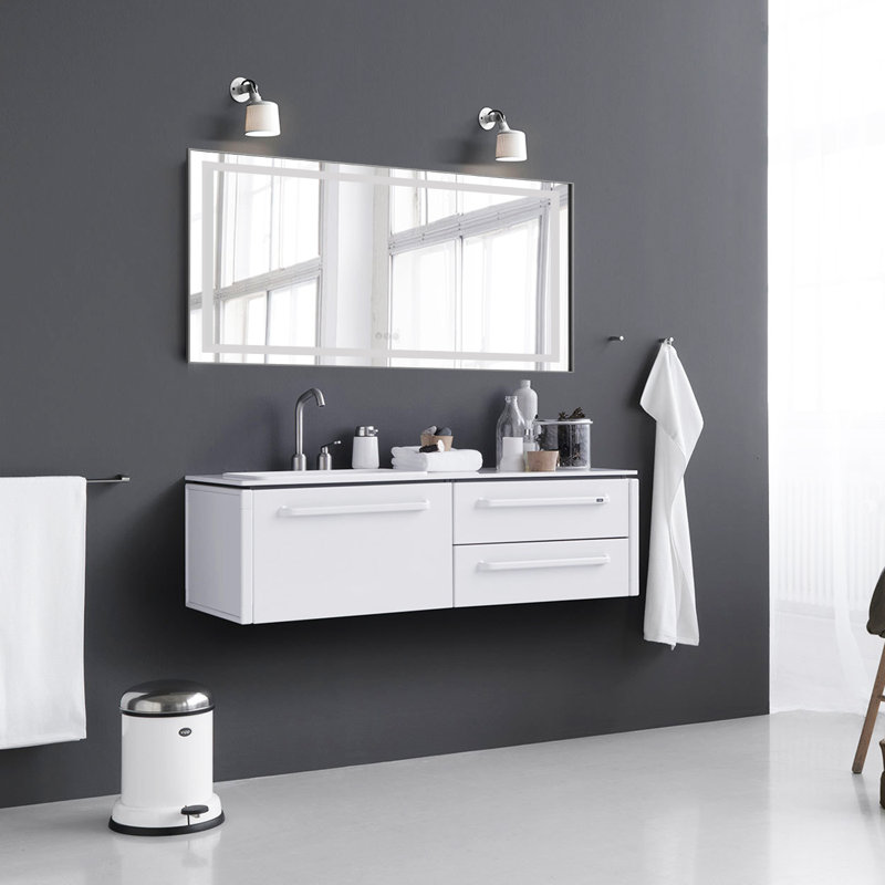 Aluminum Frame Led Frontlight And Backlight Bathroom Vanity Mirror, Anti-fog/stepless Dimmable/3 Colours Adjustable, Gun Grey