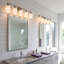 Applique murale moderne de salle de bain en nickel à 5 ​​lumières, 32 pouces, avec abat-jour en verre dépoli blanc laiteux-1080949359-1083227640