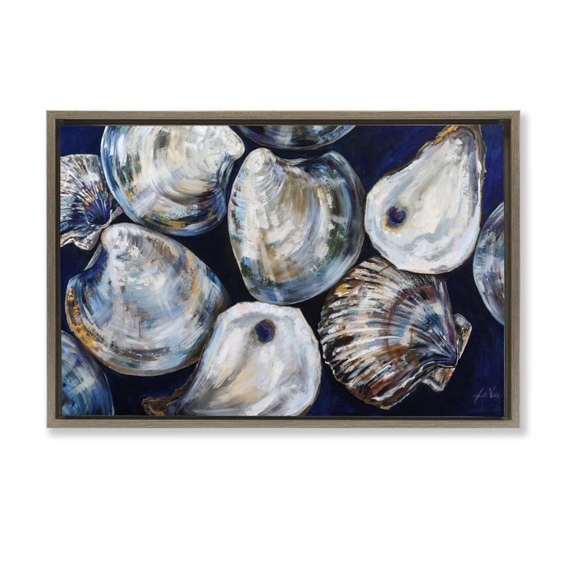  Seashell Shore Finds Canvas by Jeanette Vertentes, H 17 po x l 25 po, Cadre flottant orme Montalcino