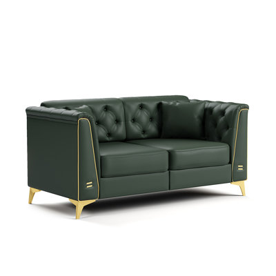 Upholstered Button-Tufted Sofa with Metal Legs