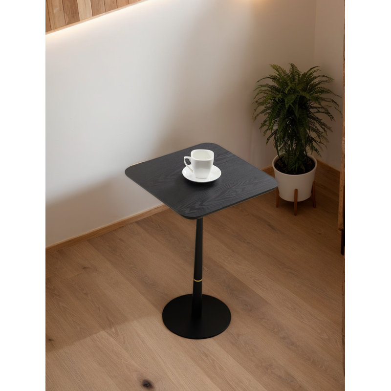 Modern Black MDF Coffee Table And Computer Desk With Metal Feet, Square Design For Living And Lounge Spaces,15.74"D X 23.77"H