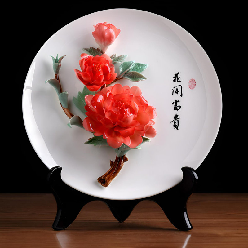 Plaque décorative en céramique sous glaçure Floral Splendor