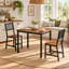 Ensemble de salle à manger 3 pièces pour petits espaces, table de cuisine industrielle et chaises avec pieds en métal-123913179-123913184