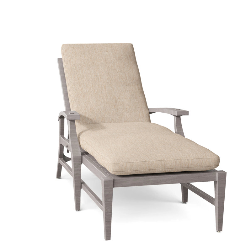 Croquet Aluminum Outdoor Chaise Lounge, No Welt, Oyster, Canvas Sand