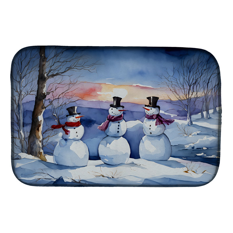 Christmas Snowmen Dish Drying Mat