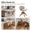 Chaise de bureau Oswina de style moderne du milieu du siècle, revêtue de similicuir, avec structure en bois courbé et base pivotante.-131379008