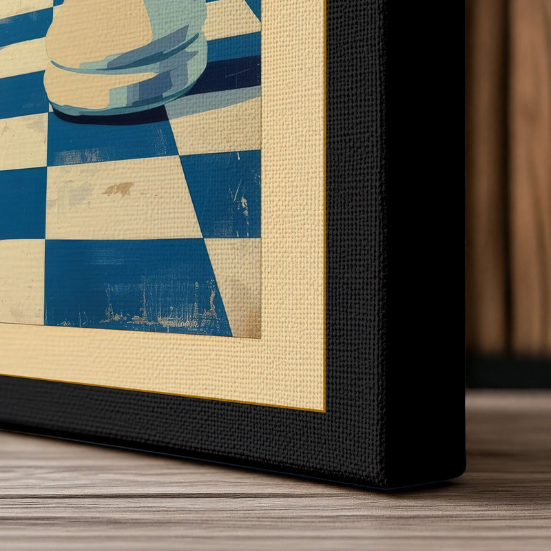 Queen and Pawn Retro - Wrapped Canvas, 30x20 - 76.2 x 50.8 cm, Black Border