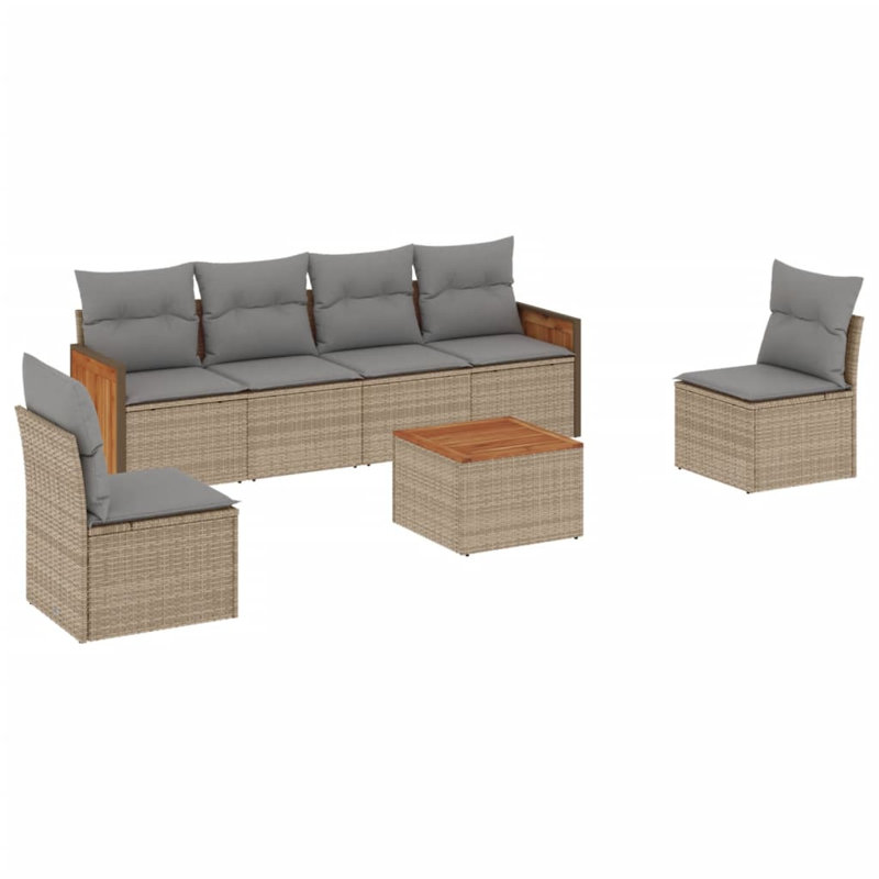  Ensemble de canapé de jardin beige, gris clair