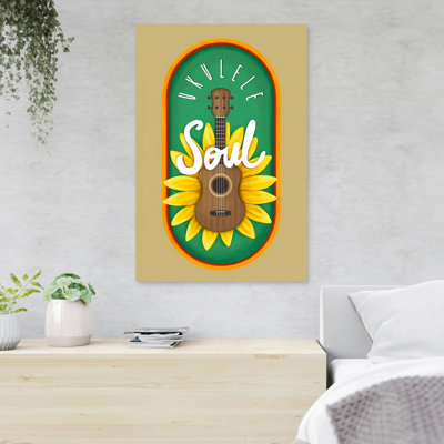 Ukulele With Sunflowers Ukulele Soul 1 Piece Rectangle Graphic Art Print On Wrapped Canvas