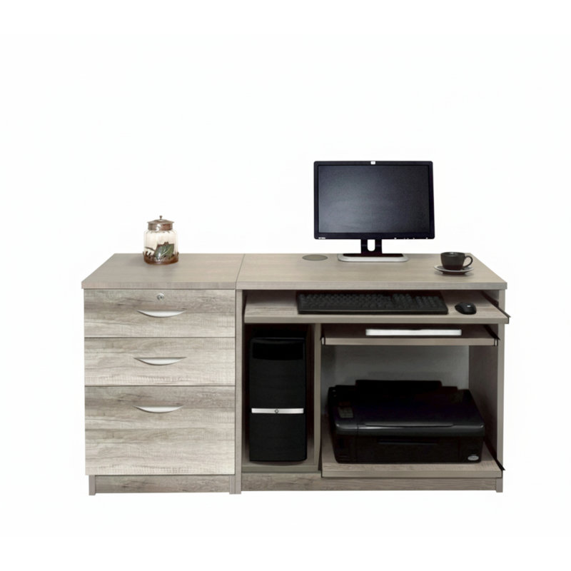 Walshaw Solid Wood Base Computer Desk, Grey Nebraska