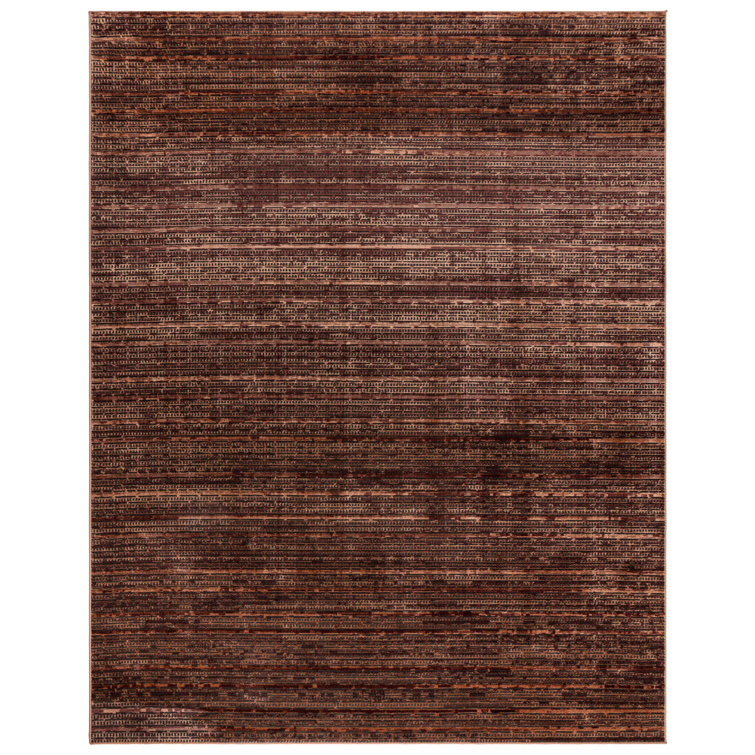 Miesner Dario Modern Striped Brown Tan Polyester High-Low Indoor Area Rug