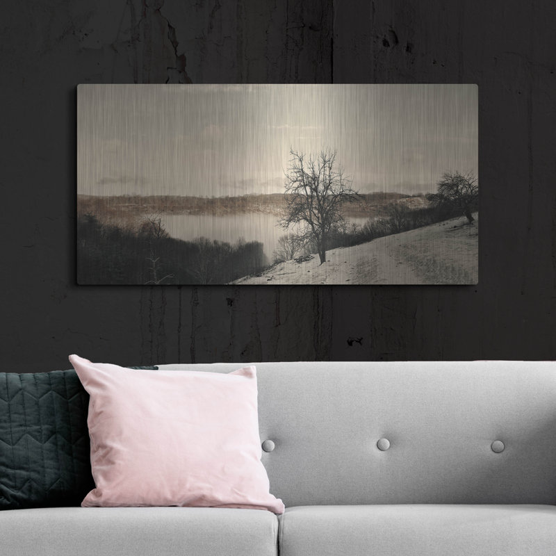  Art mural en métal «Foggy Mountain 1» par Alicia Ludwig, H 24 po x l 48 po
