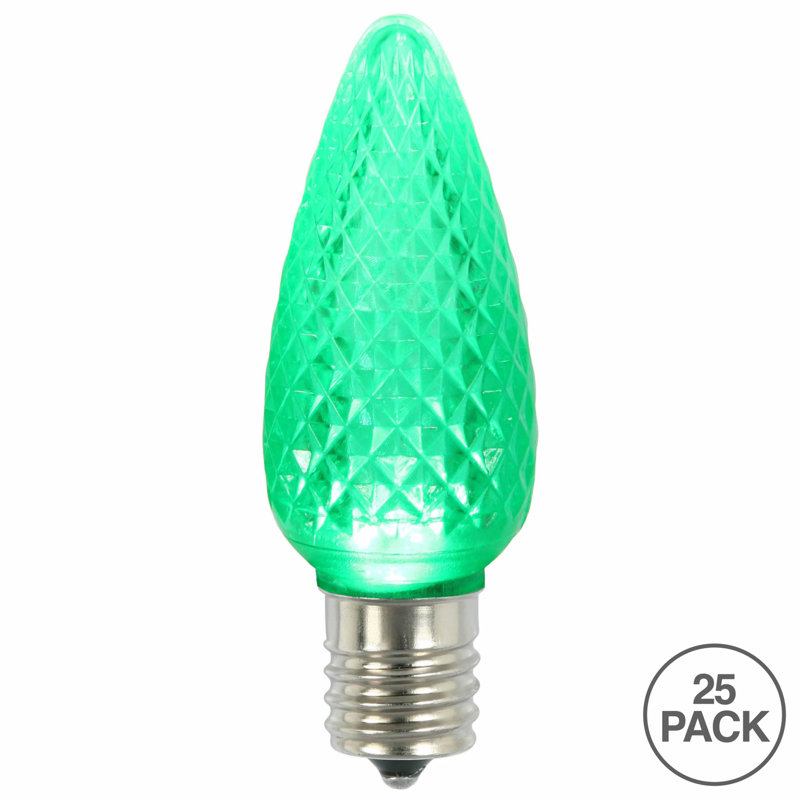 Vickerman C9 LED Green Faceted Replacement Bulb, Package Of 25