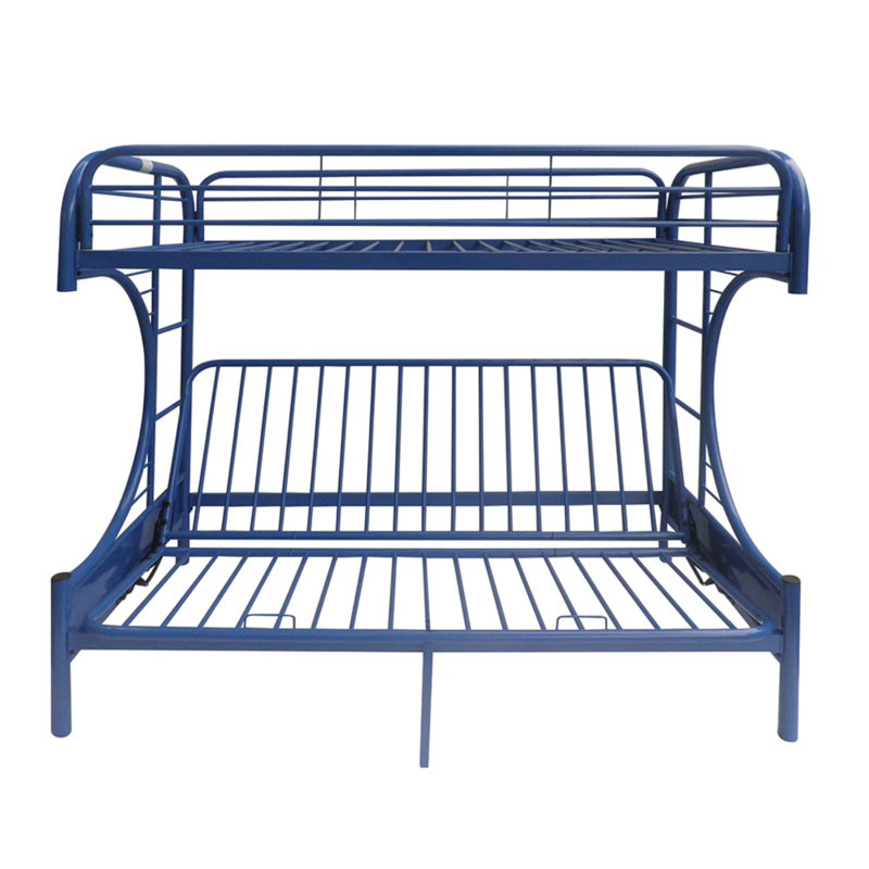 Alycea Futon Bunk Bed with Built-in Ladders, Twin Over Queen, Blue