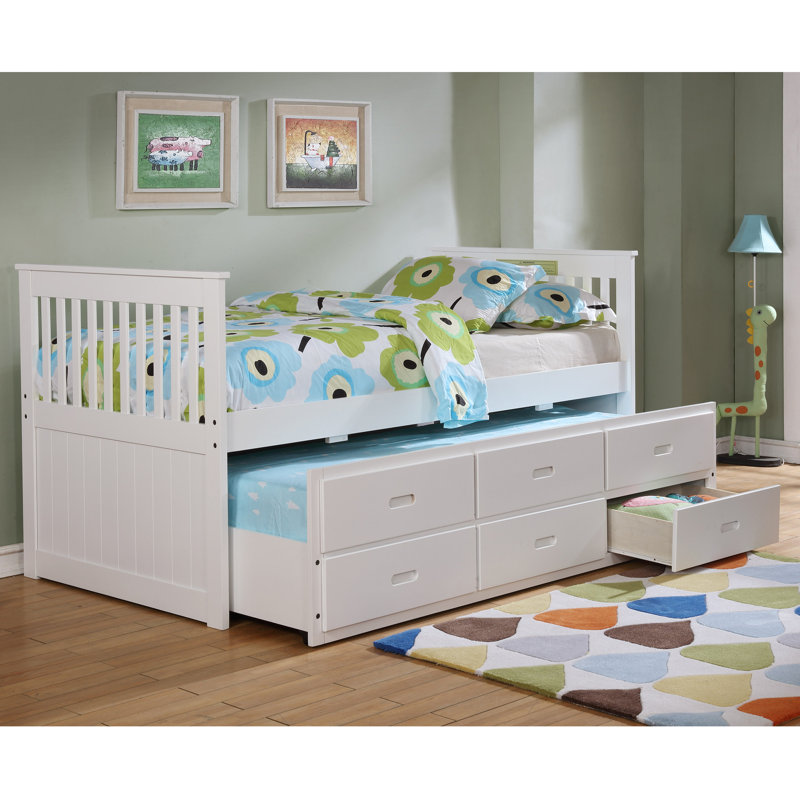 Lit de jour simple avec couchette Woodhaven, Blanc cassé