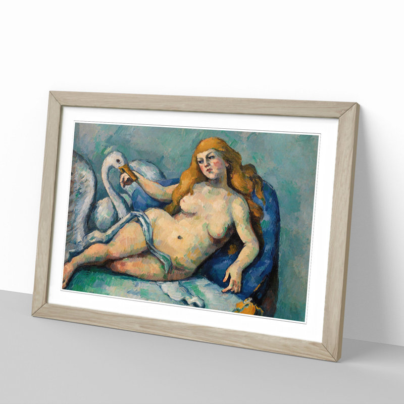 Leda and the Swan by Paul Cezanne - Picture Frame Painting, 27cm H x 36cm W x 2cm D, Oak Framed