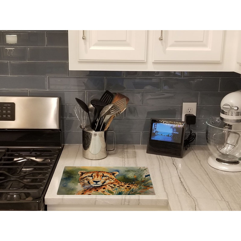 Cheetah Glass Cutting Board Large