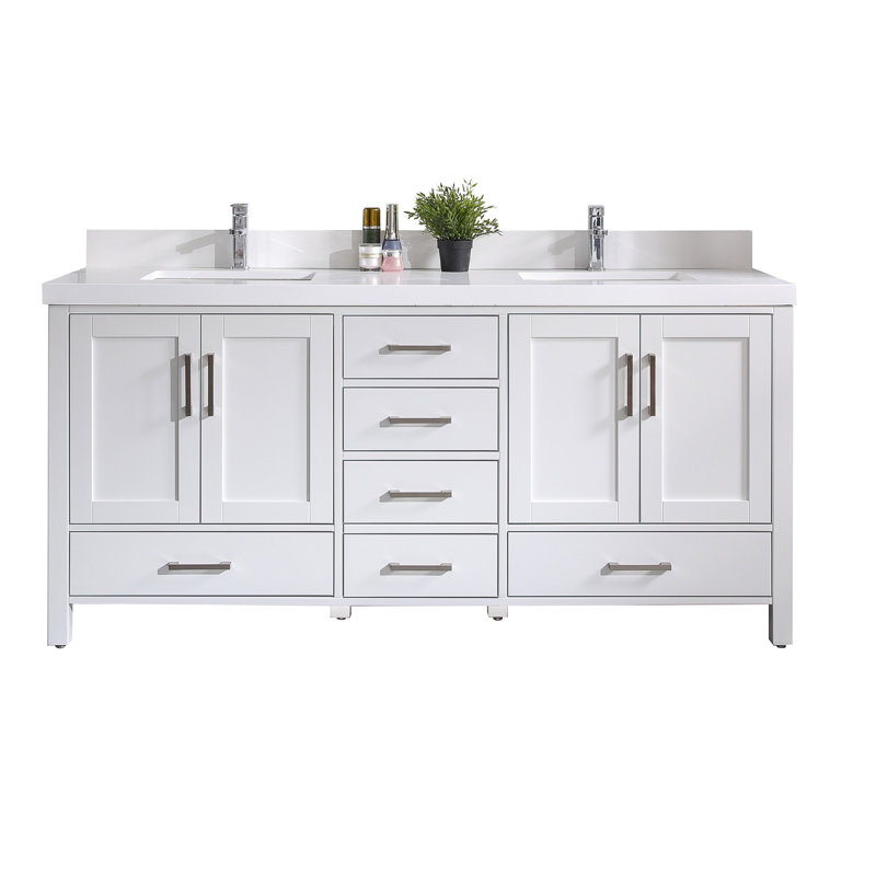 Meuble-lavabo à double cuve 60D x 22 Uckfield, WWCL1288, Blanc