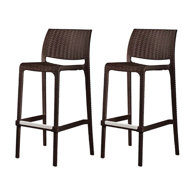 Nenko Low Back Resin Bar Stool, Brown