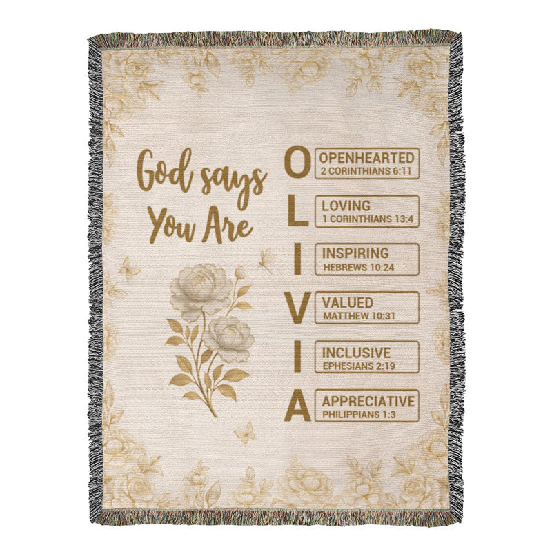 Couverture tissée Christian avec nom personnalisé, 50 po x 60 po