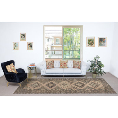 Tapis de couloir noué à la main 4,8 x 12,8 pi pour le couloir. Couloir rétro. Tapis de cuisine. Tapis d'escalier