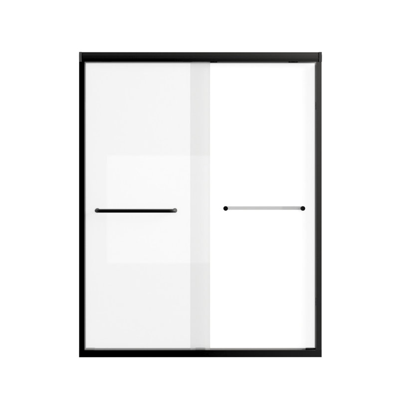 Eira Double Sliding Shower Door With Tempered Glass And Aluminum Frame, 72.00"H x48.00"W, Matte Black
