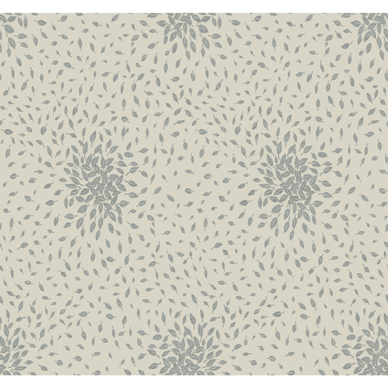 Petite Leaves Floral Metallic Wallpaper Roll, Beige/Silver