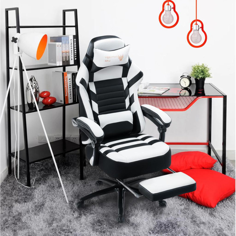 Fauteuil de jeu vidéo ergonomique réglable, Blanc