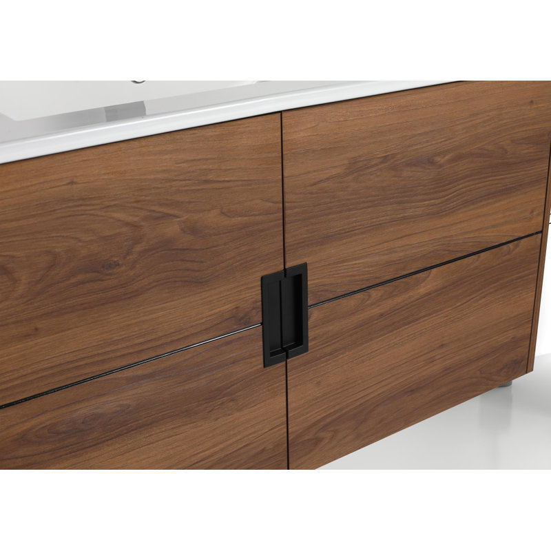 Meuble-lavabo mural 36 po avec lavabo en bois flottant Najelly, Espresso