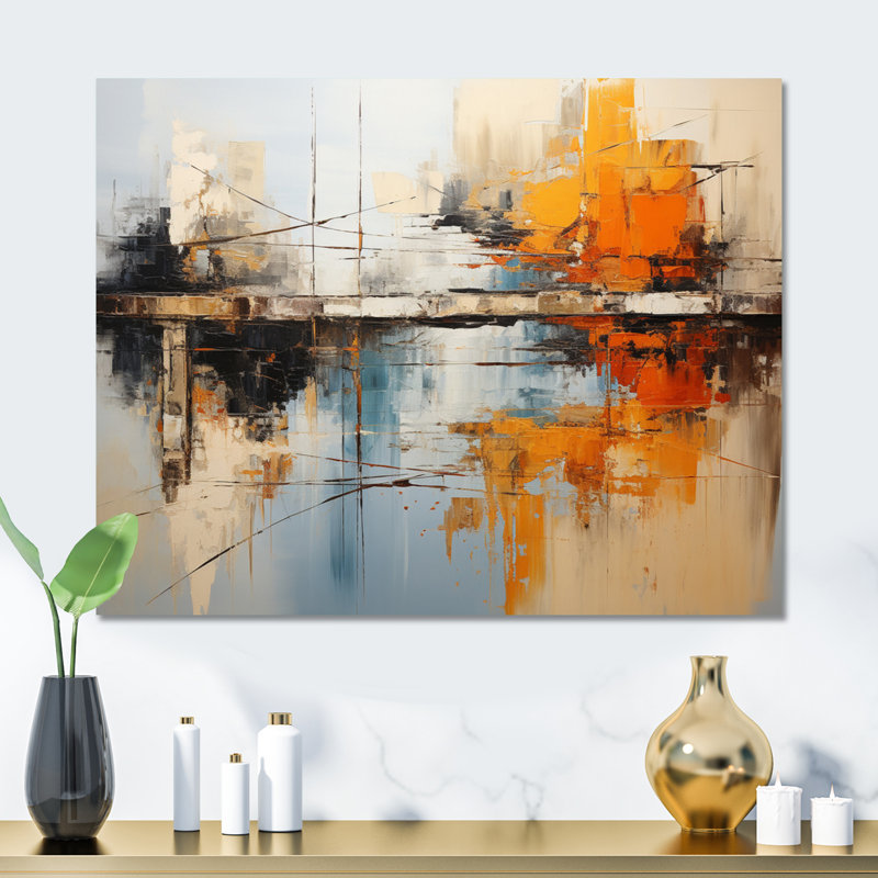 Collage à flux audacieux vert et orange - impression sans cadre sur métal, H 30 po x l 40 po x P 1 po