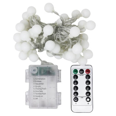  Guirlande de lumières sphériques givrées avec télécommande - 50 guirlandes lumineuses à DEL 15,7 pi avec 8 modes d'éclairage