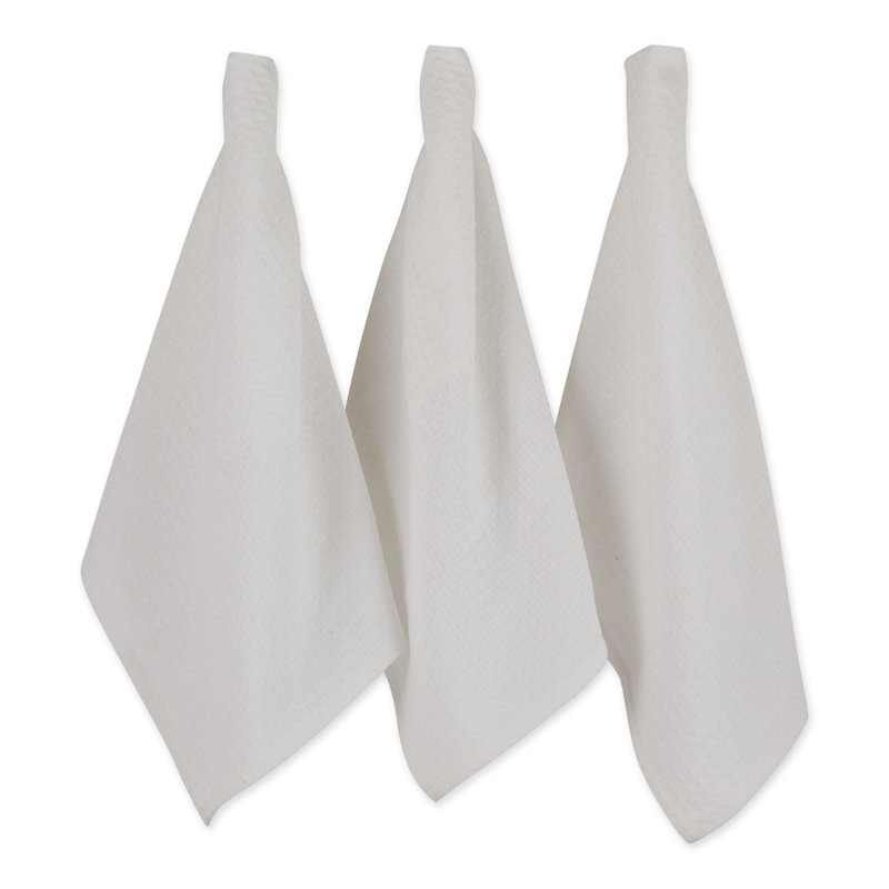 Cotton Waffle Tea Towel Kitchen Towel, White