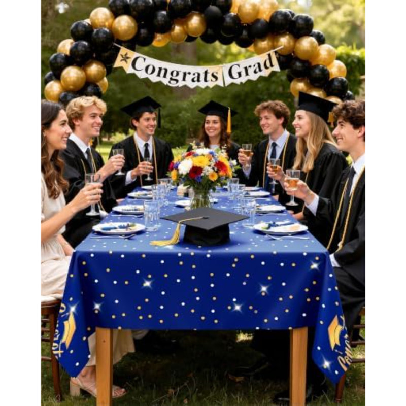 Graduation Decorations 2026 Plastic Tablecloth, Black
