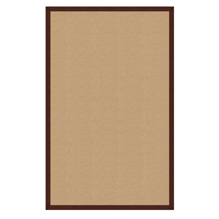 Nannette Handmade Medium Beige Berber with Brown Cotton Border Area Rug