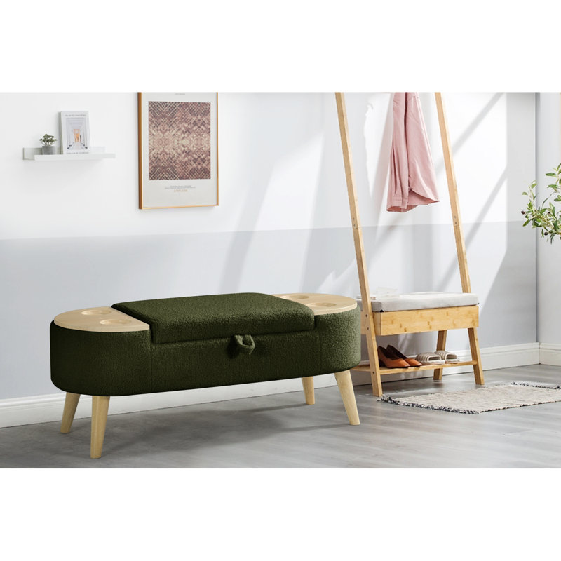 Banc de rangement repose-pieds en tissu avec repose-pieds