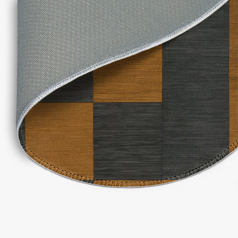 Tapis d'intérieur et d'extérieur à carreaux brun, Rond 5 pi