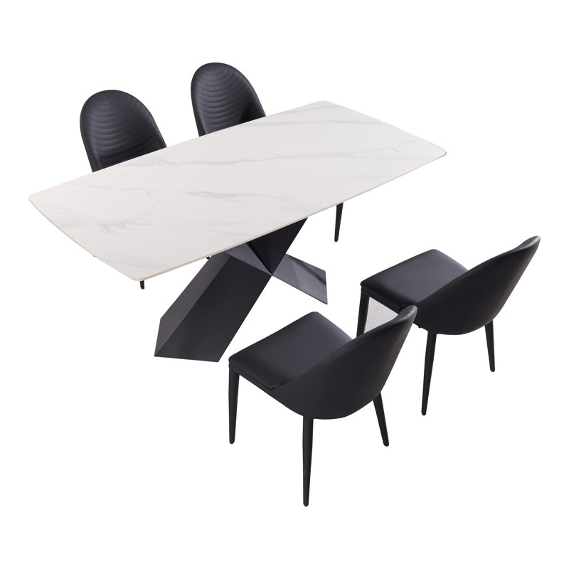 Luize 5-Piece Dining Table Set, Black