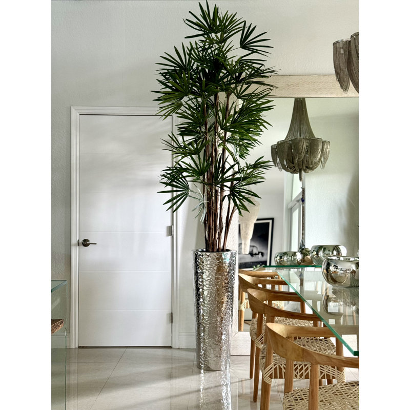 Lady Faux Palm Tree in Metal Planter
