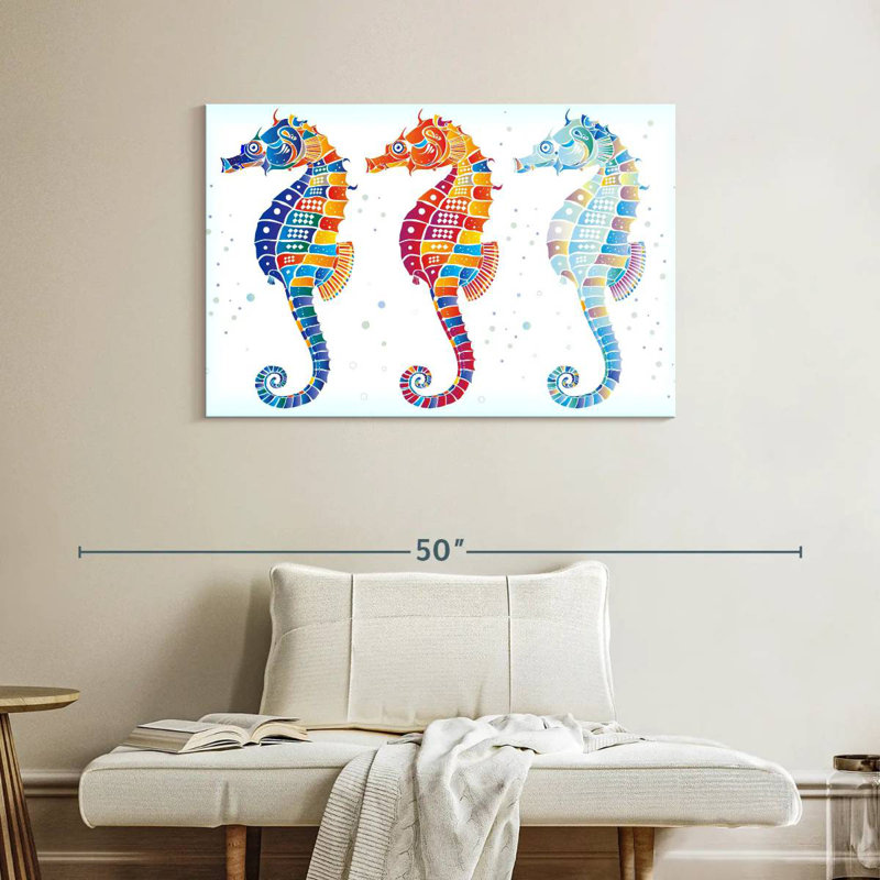 Trio d'hippocampes Brampt, H 26 po x l 39 po