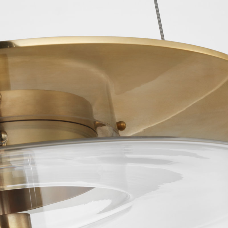 Elias 1 - Light Pendant by Ray Booth, Antique/Burnished Brass, Clear