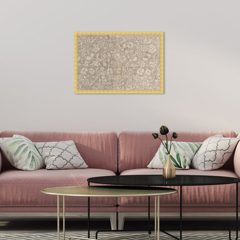 " Aesthetic Beige Floral Pattern Canvas " by Oliver Gal, Gold, 18" H x 26" W