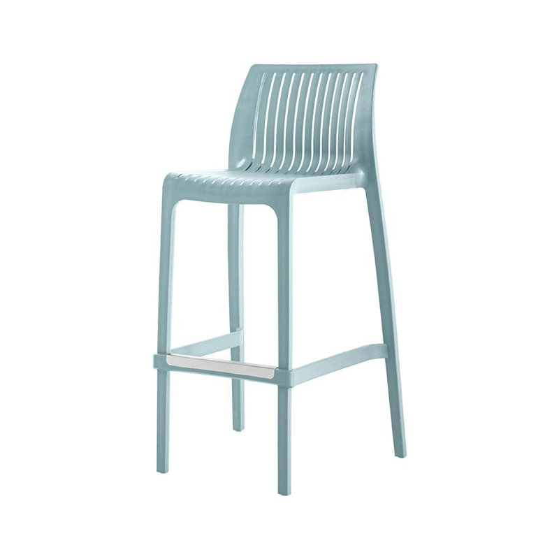 Nayma Outdoor Low Back Stool, Blue, Bar Stool (40.2” Seat Height)