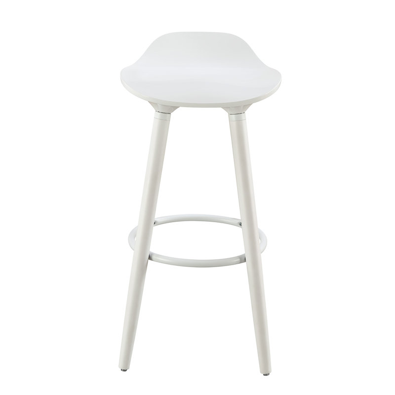 White Curved Seat Mid Century Modern Bar Stool