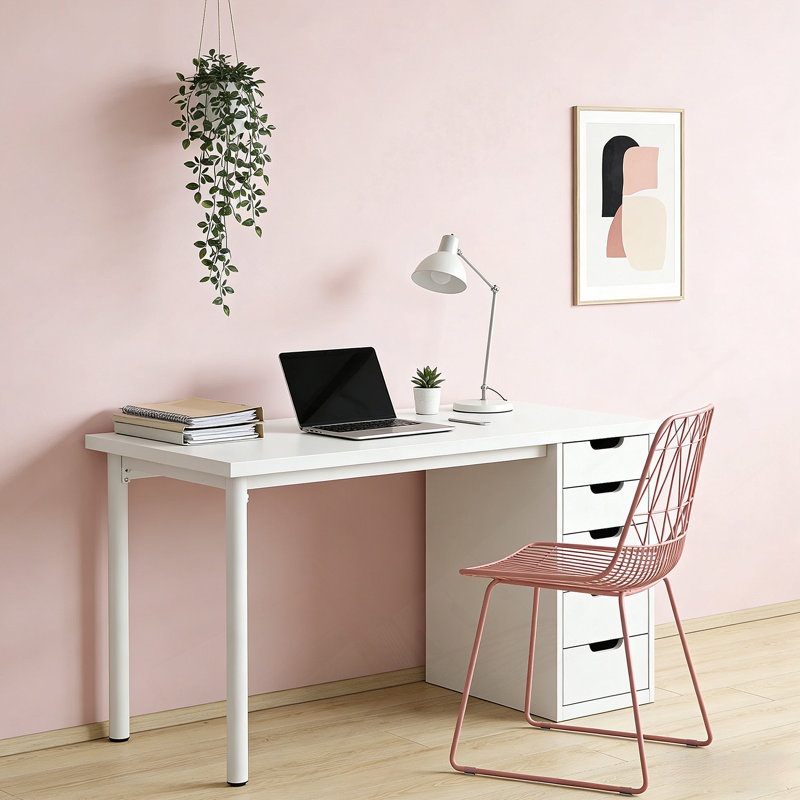 Bureau d'ordinateur classique, bureau d'écriture, table d'étude, Blanc