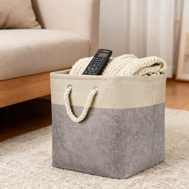 Large Foldable Storage Bins 3-Pack, Collapsible Fabric Storage Cubes With Cotton Handles For Home Organization, Sturdy Organizer Baskets For Shelves