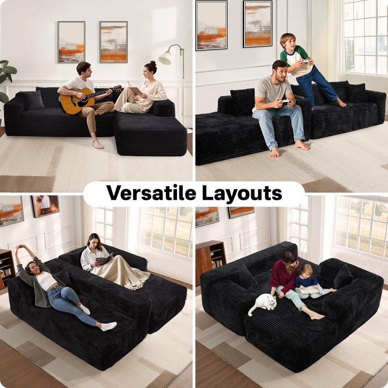 Cozza 2 - Piece Upholstery Compression Sofa, No Assembly Required Sectional Free Combination Couch with L-Shape Chaise
