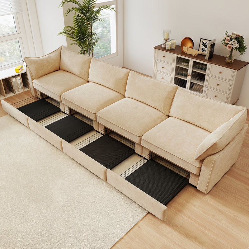 4 chenilles dans des tons de blé, avec tiroirs coulissants, croissant et enveloppant pour divers styles de décoration intérieure, intérieurs minimalistes modernes