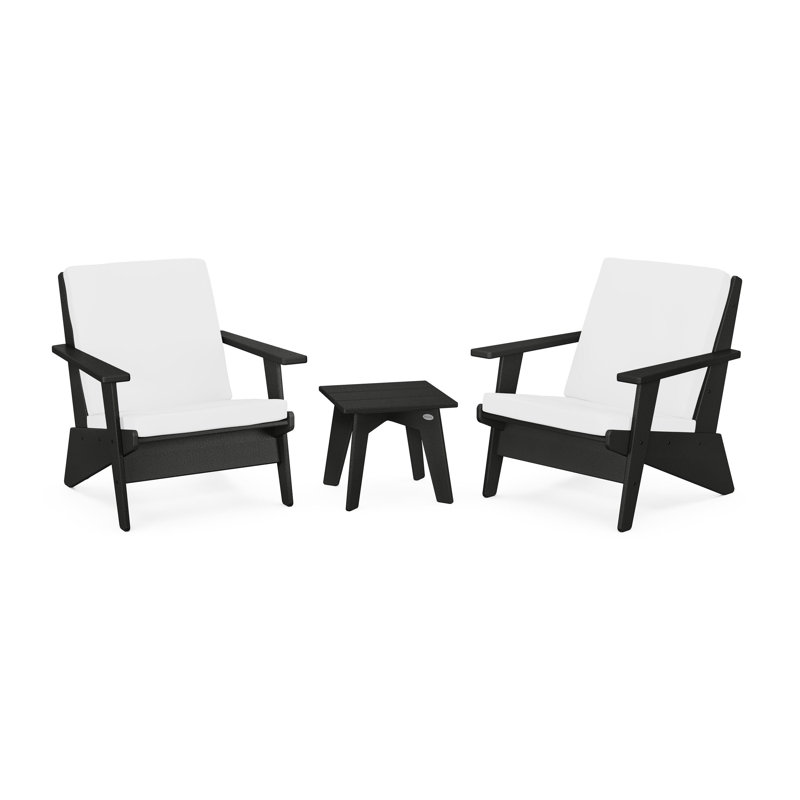 Riviera Modern Lounge 3-Piece Set, Black, Natural