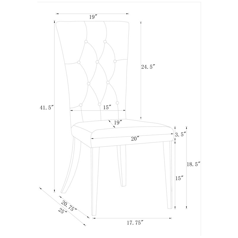 Chaise parsons capitonnée Demorest, Gris